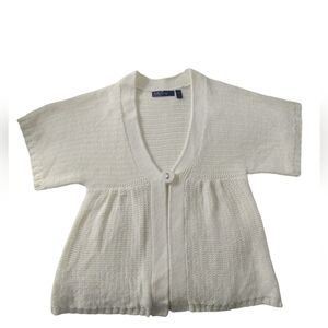AK JEANS Crochet Ivory Cable knit Cardigan‎ XL Cottagecore Coquette Feminine